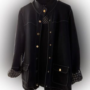 Jones New York Signature Jacket- Navy with polka dot cuffs